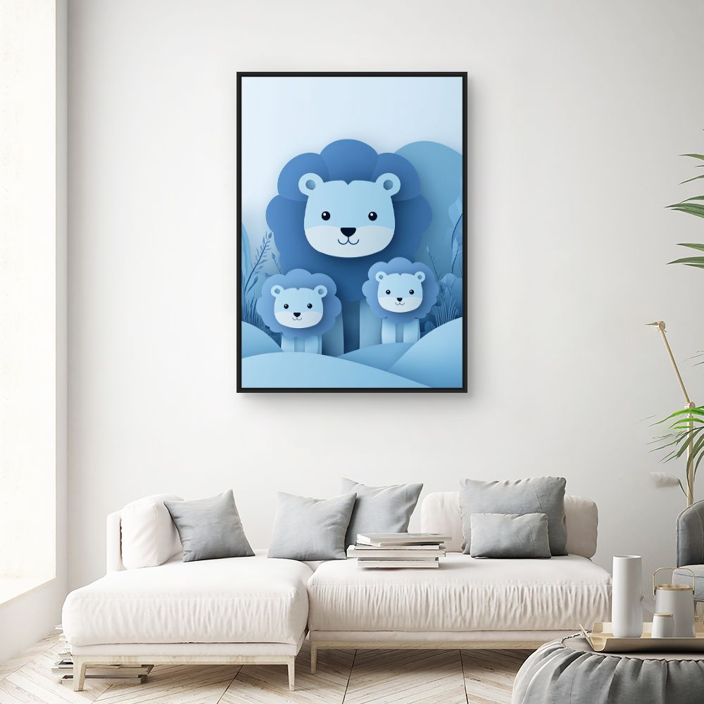 Tableau imprimé pour enfants 'Lionceaux mignons'