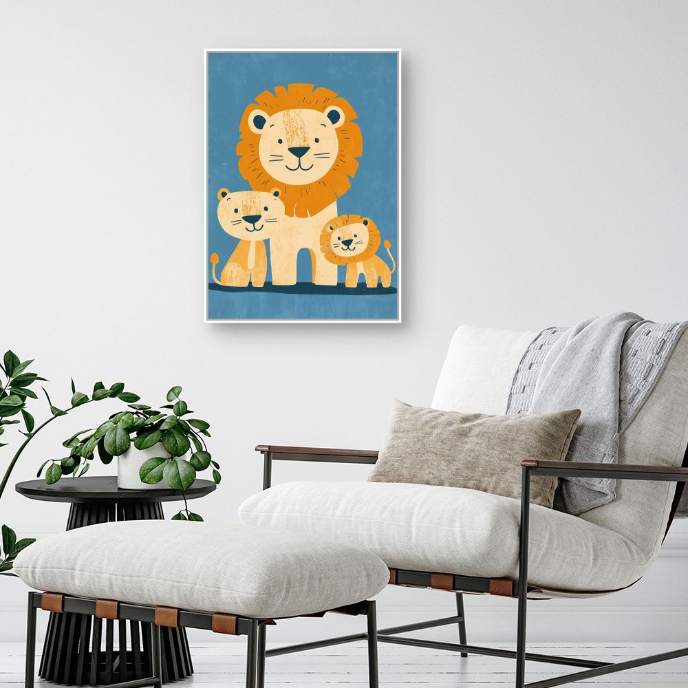 Tableau imprimé pour enfants 'Famille de lions'