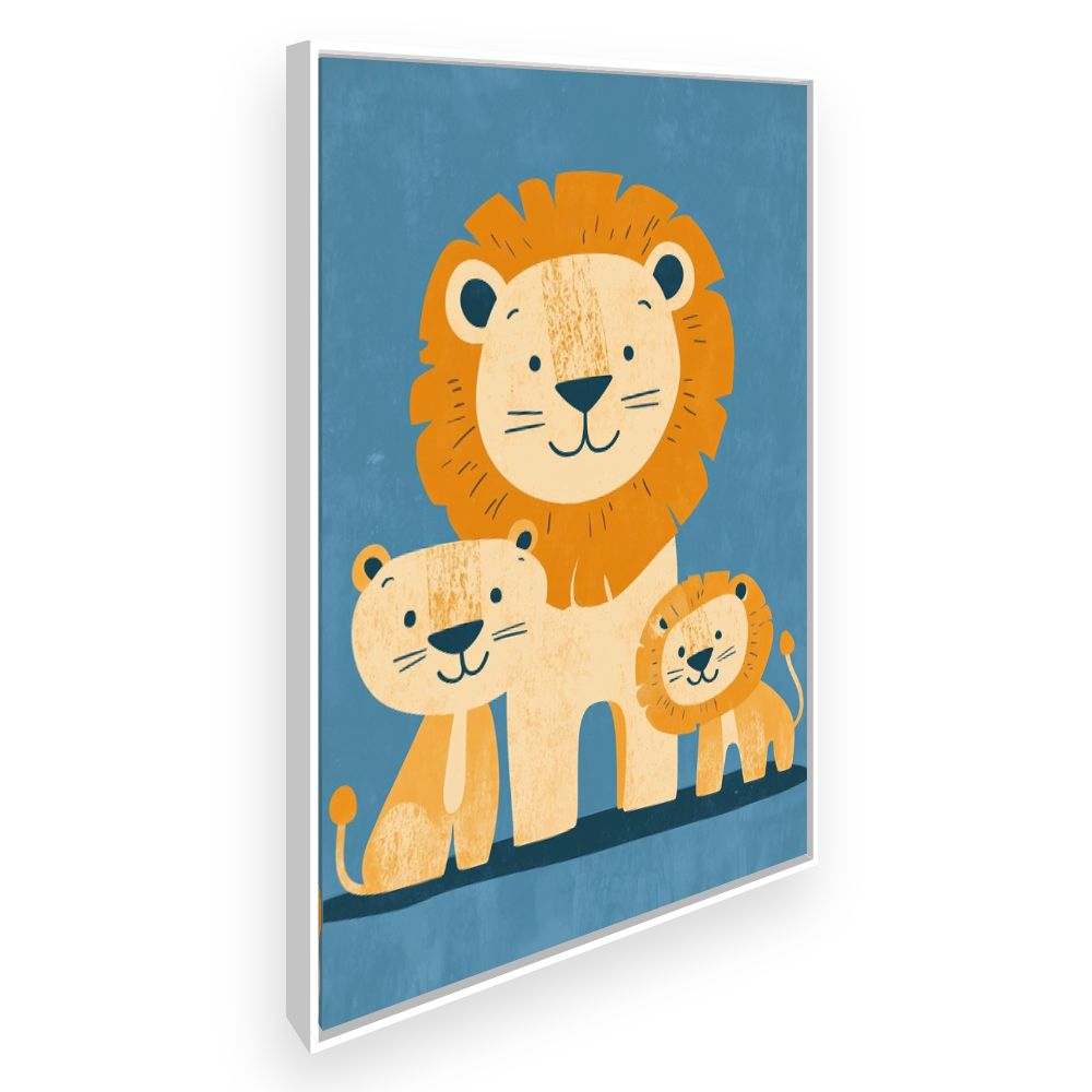 Tableau imprimé pour enfants 'Famille de lions'