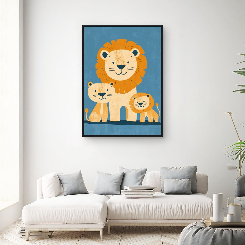 Tableau imprimé pour enfants 'Famille de lions'