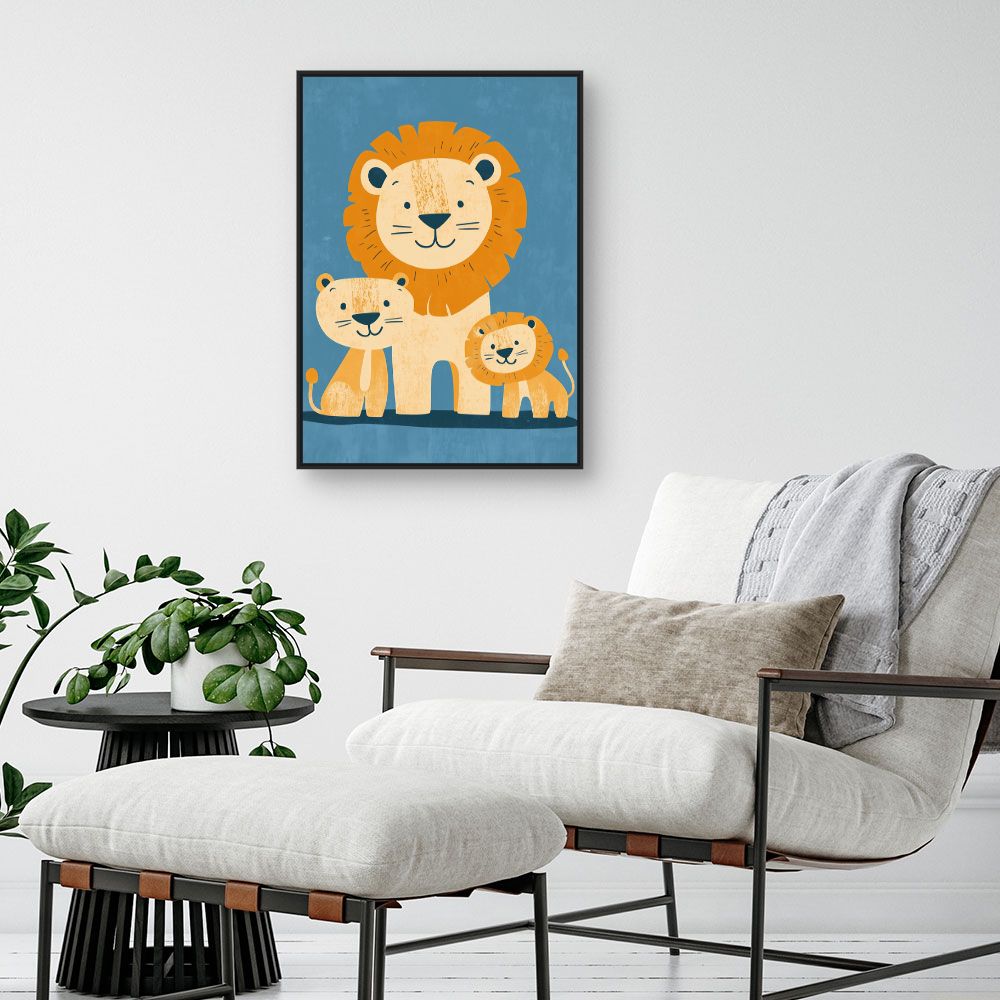 Tableau imprimé pour enfants 'Famille de lions'