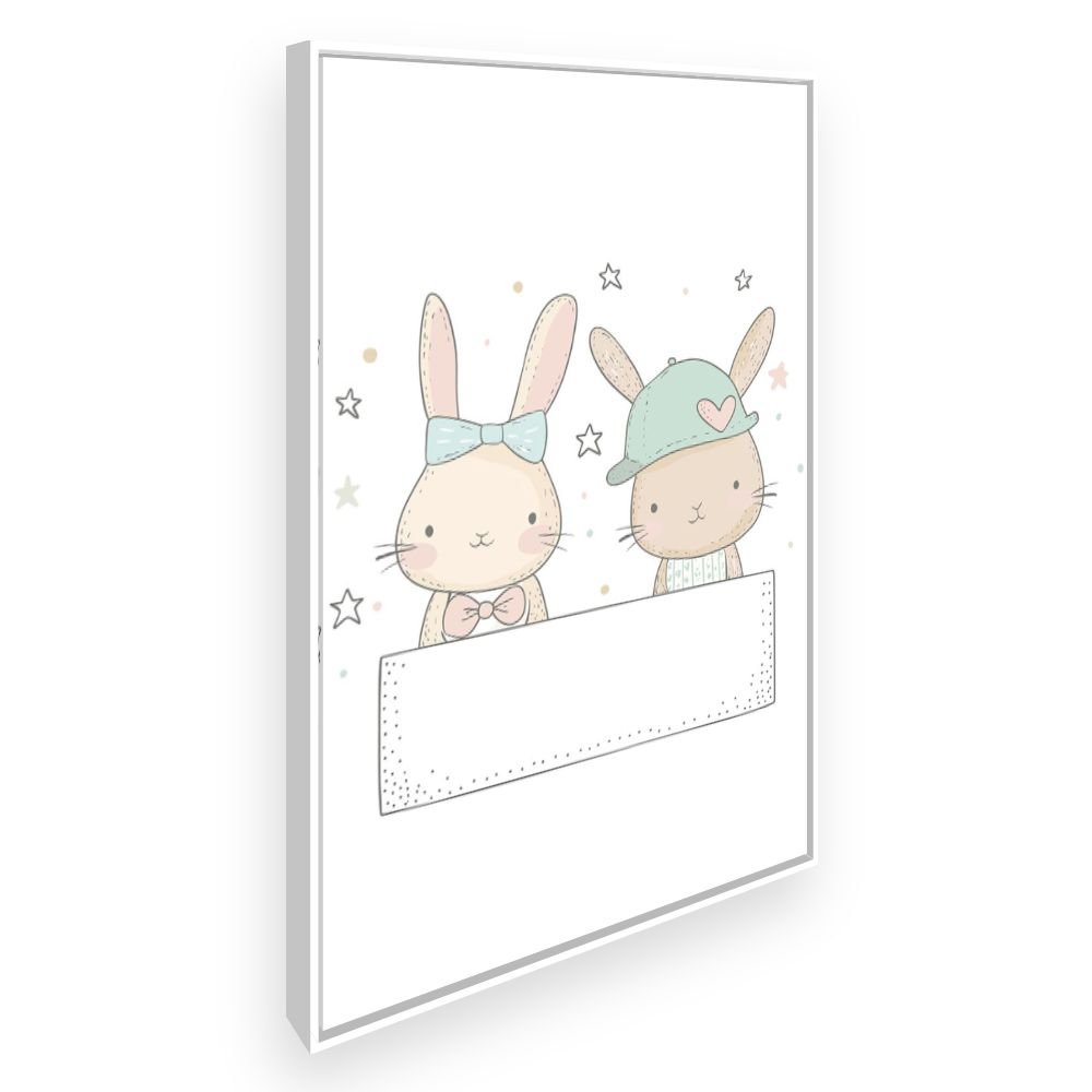 Tableau imprimé pour enfants 'Lapins adorables'