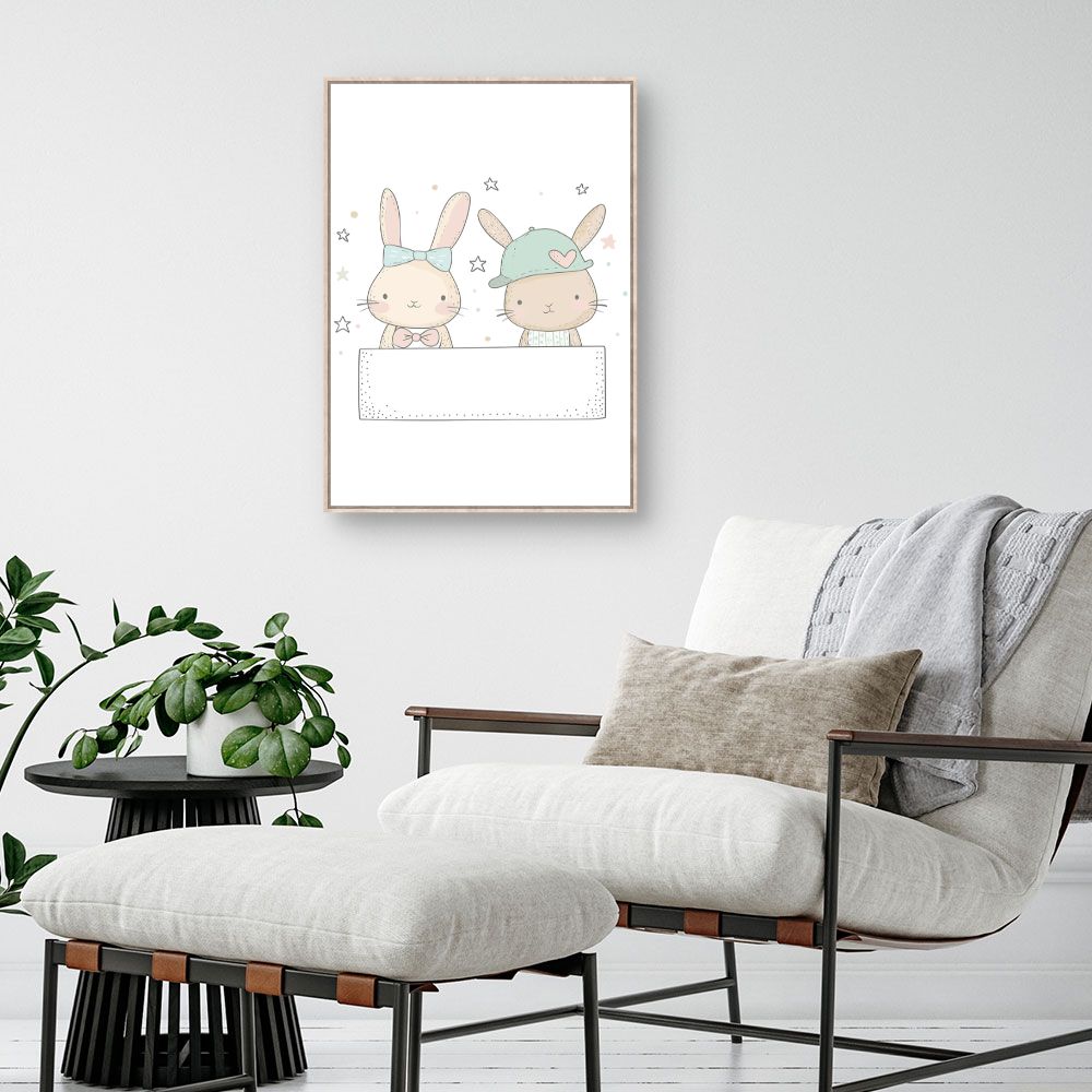 Tableau imprimé pour enfants 'Lapins adorables'
