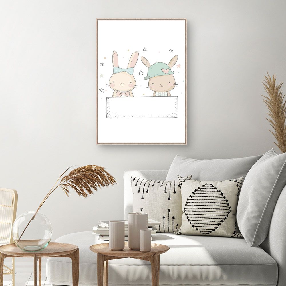 Tableau imprimé pour enfants 'Lapins adorables'