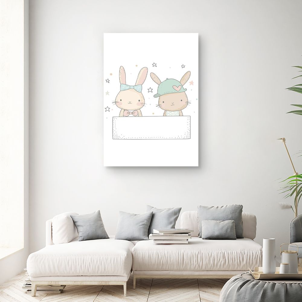 Tableau imprimé pour enfants 'Lapins adorables'
