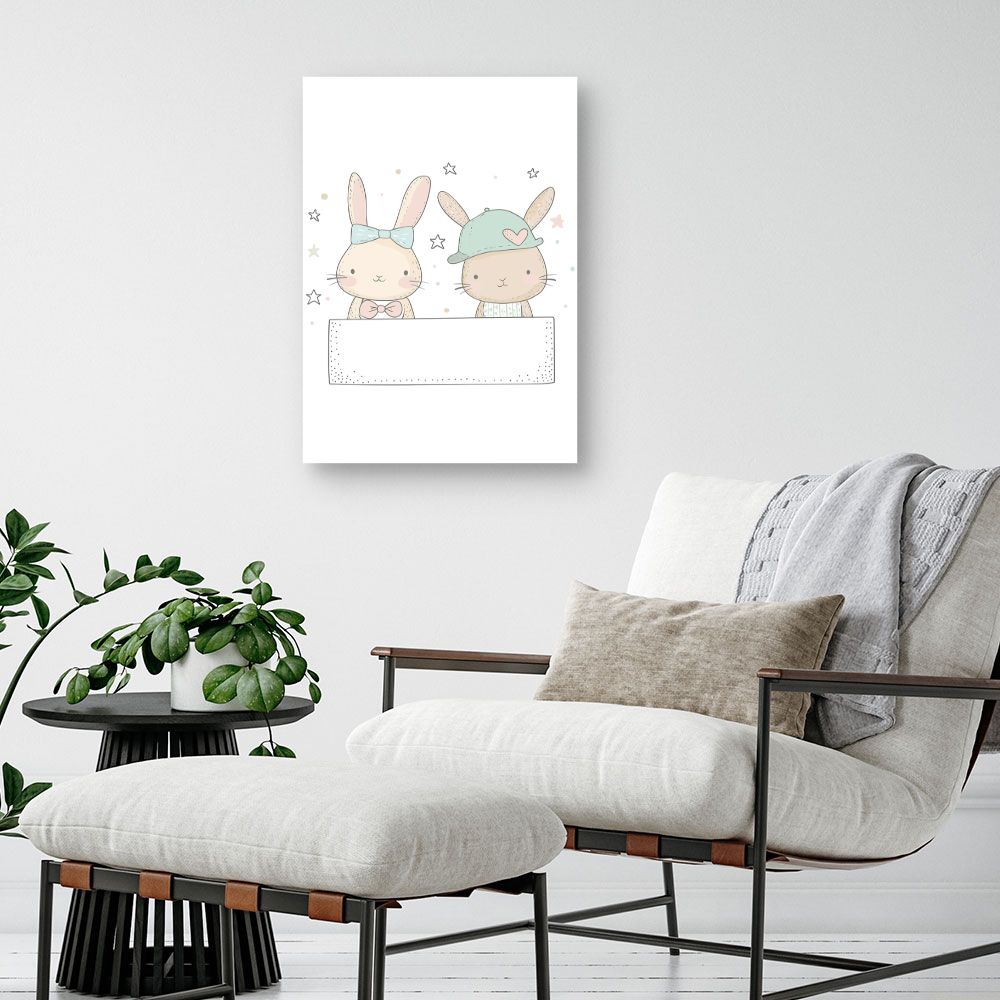 Tableau imprimé pour enfants 'Lapins adorables'