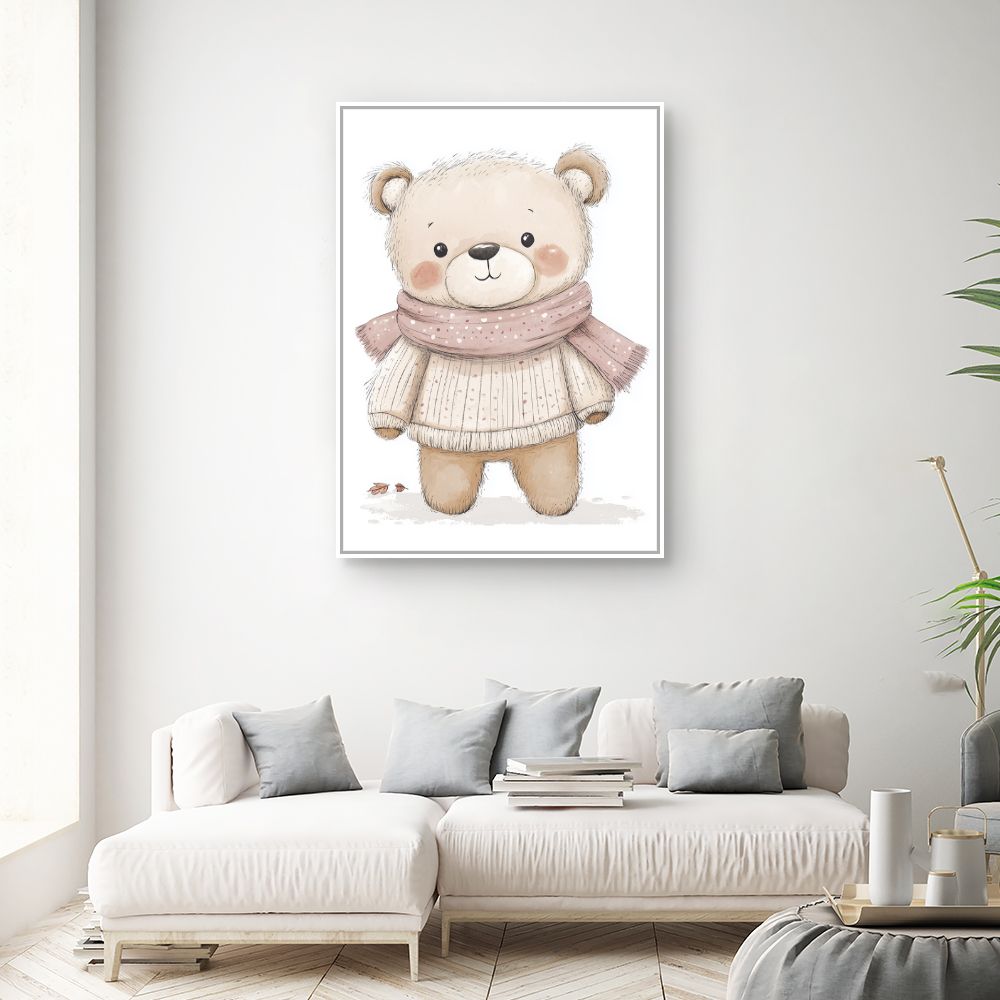 Tableau imprimé pour enfants 'Ourson duveteux'