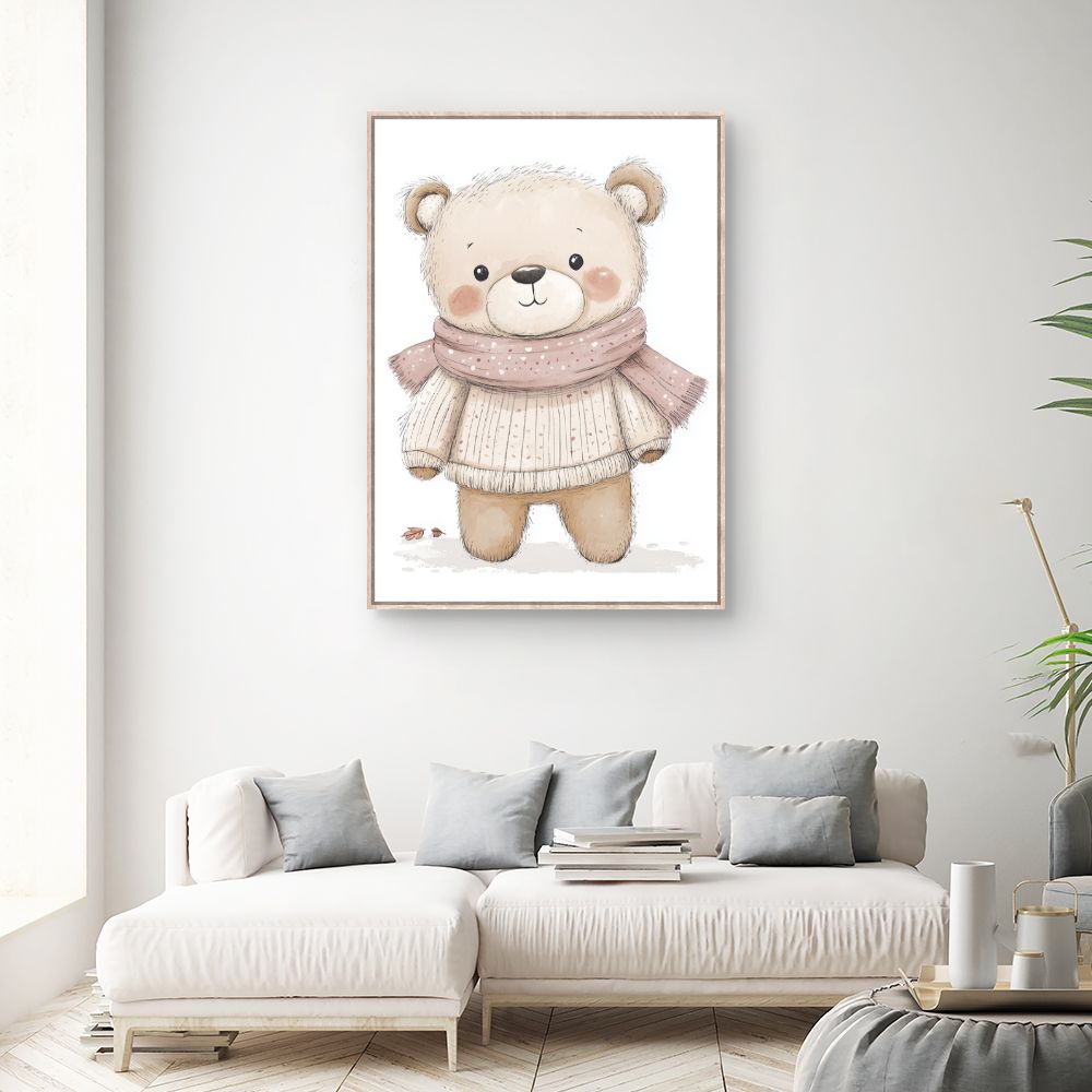 Tableau imprimé pour enfants 'Ourson duveteux'