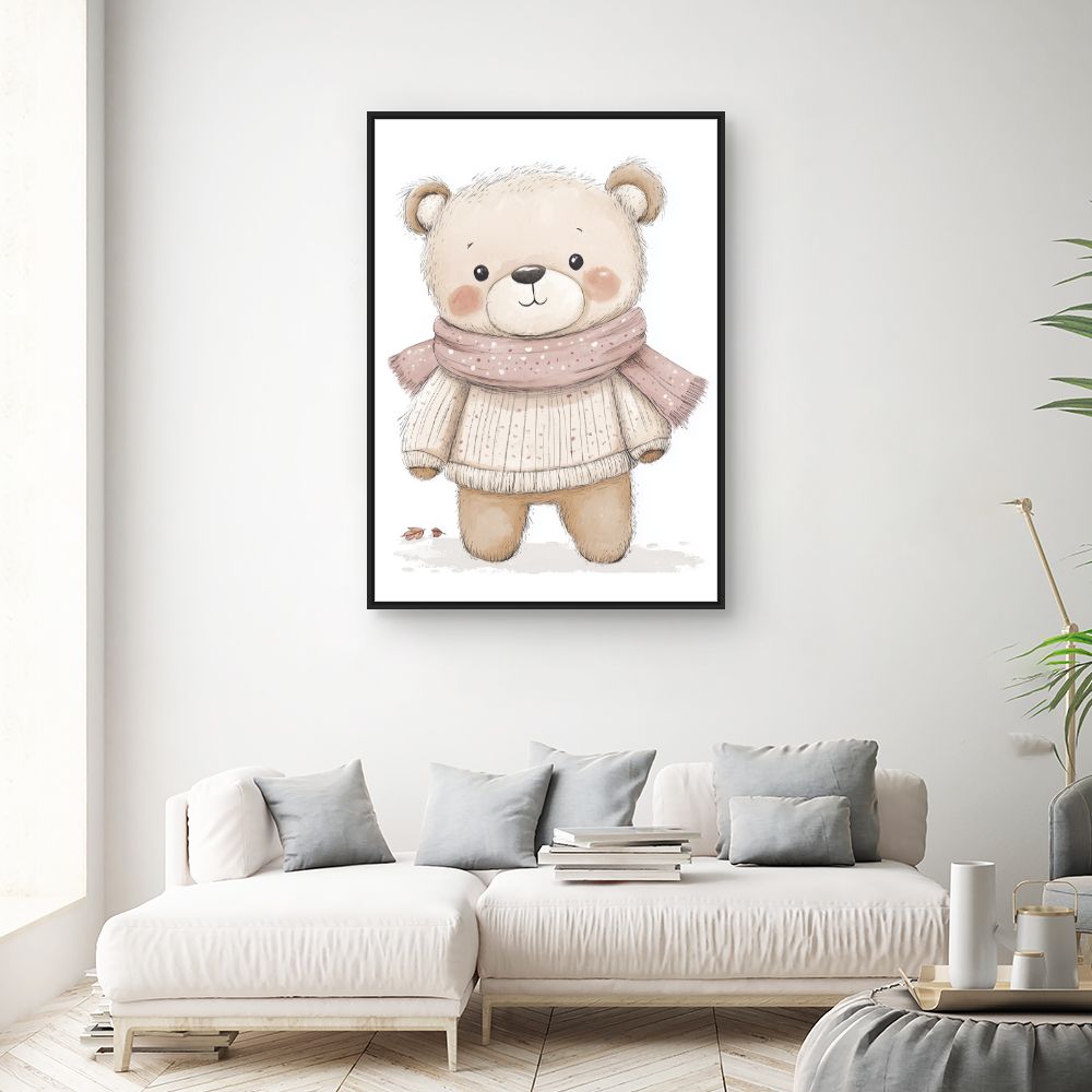 Tableau imprimé pour enfants 'Ourson duveteux'