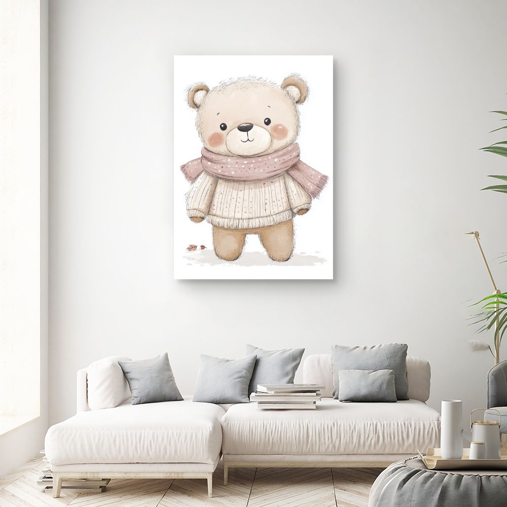 Tableau imprimé pour enfants 'Ourson duveteux'