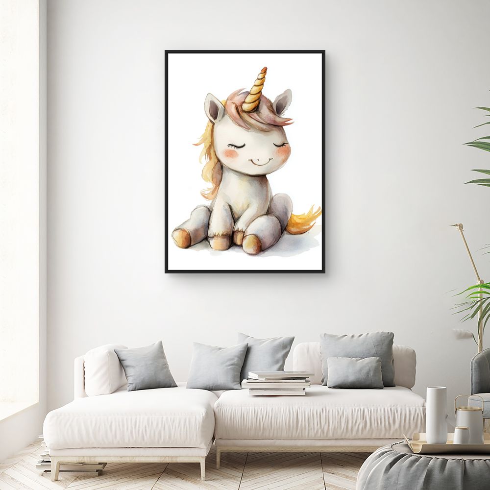 Tableau imprimé pour enfants 'Licorne adorable'