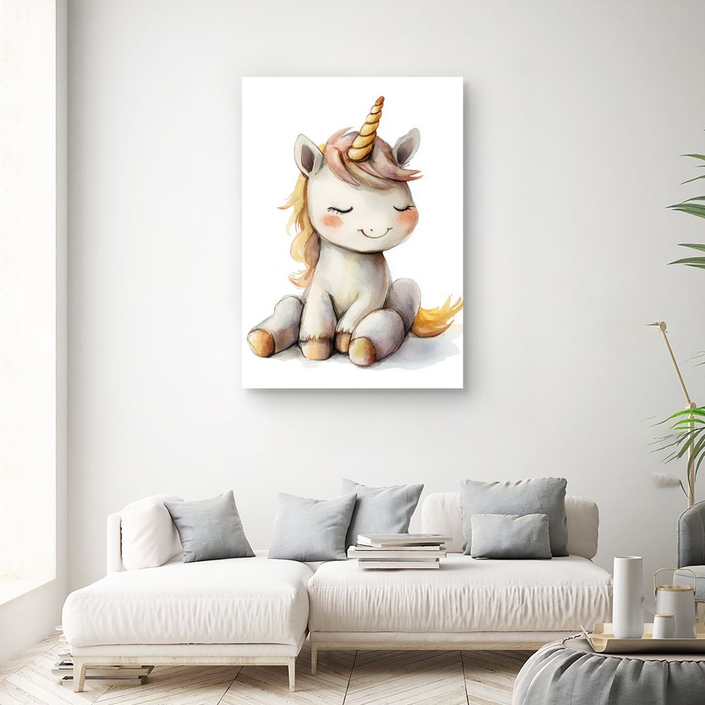 Tableau imprimé pour enfants 'Licorne adorable'