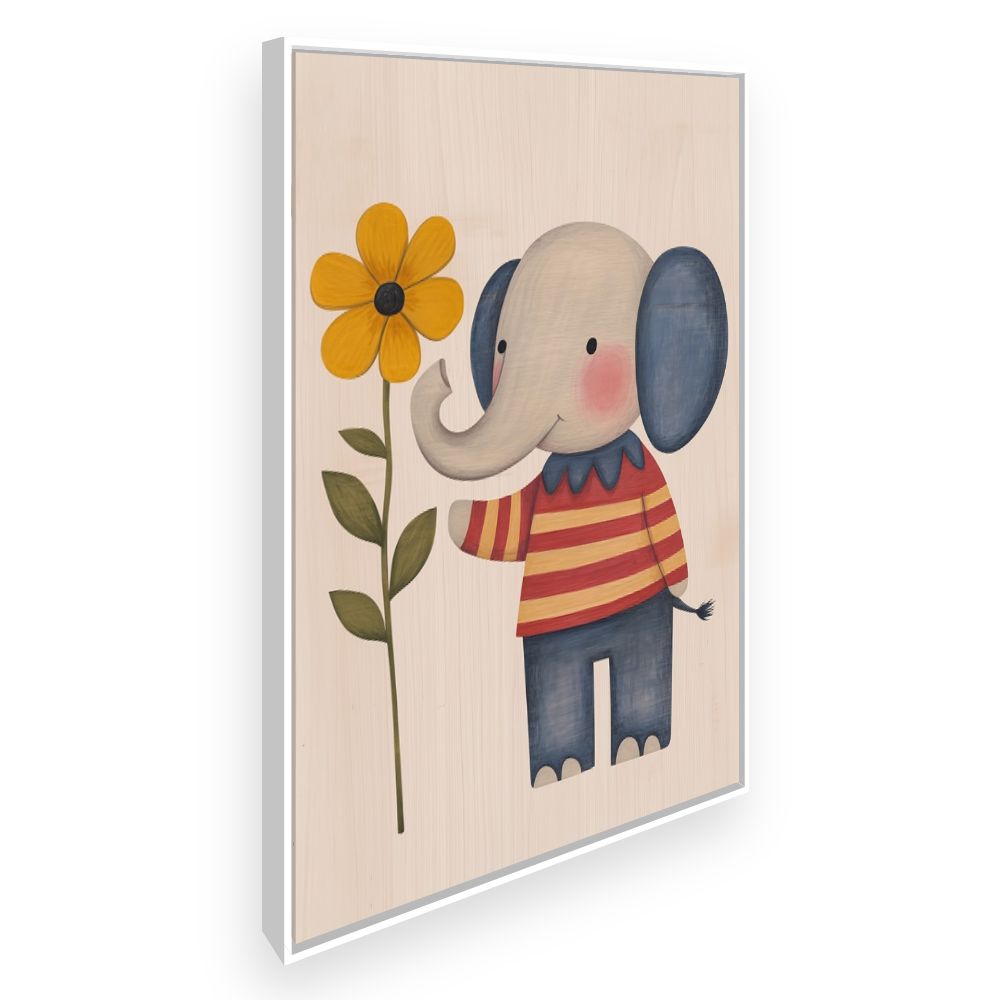 Tableau imprimé pour enfants 'Éléphant fleuri'