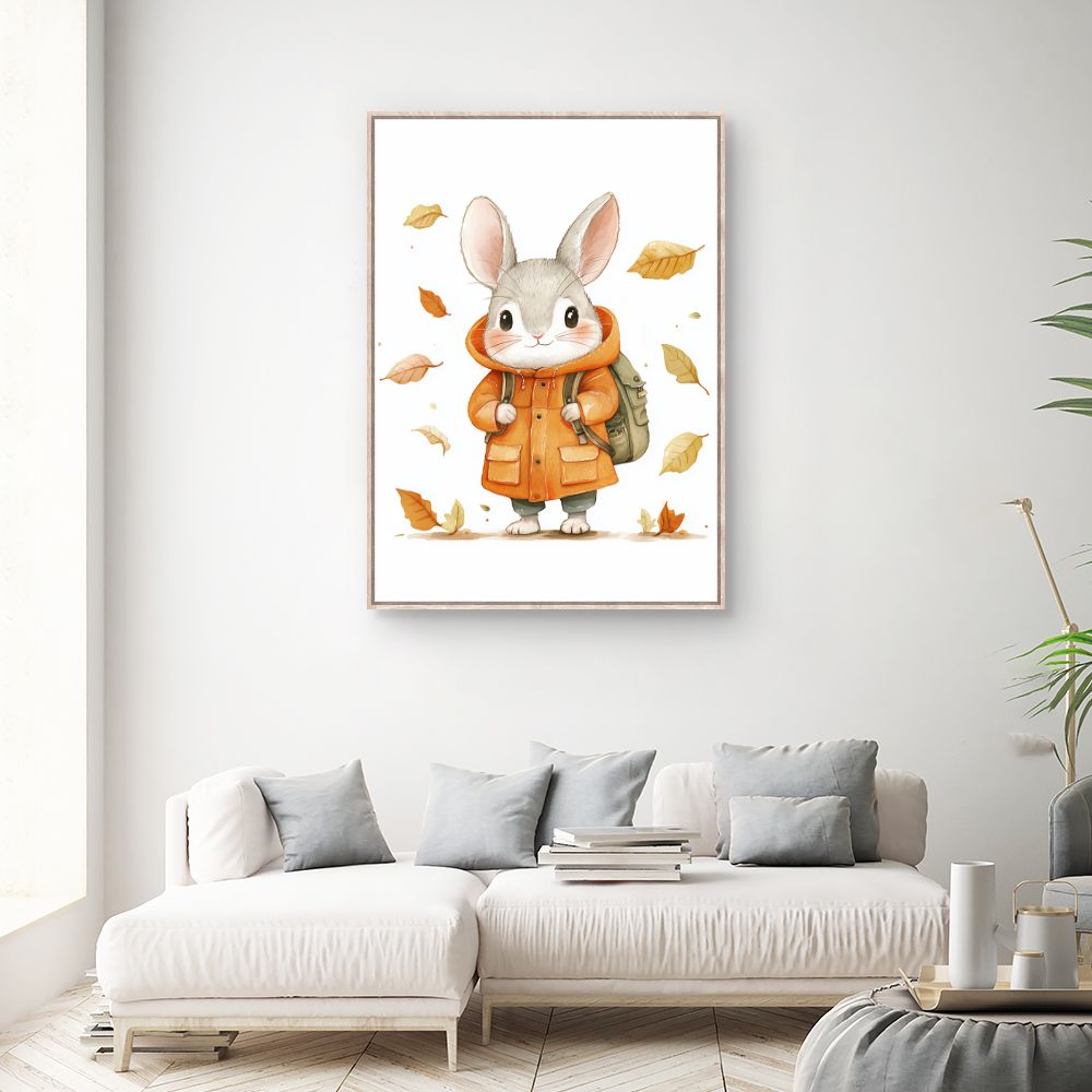 Tableau imprimé pour enfants 'Lapin automnal mignon'