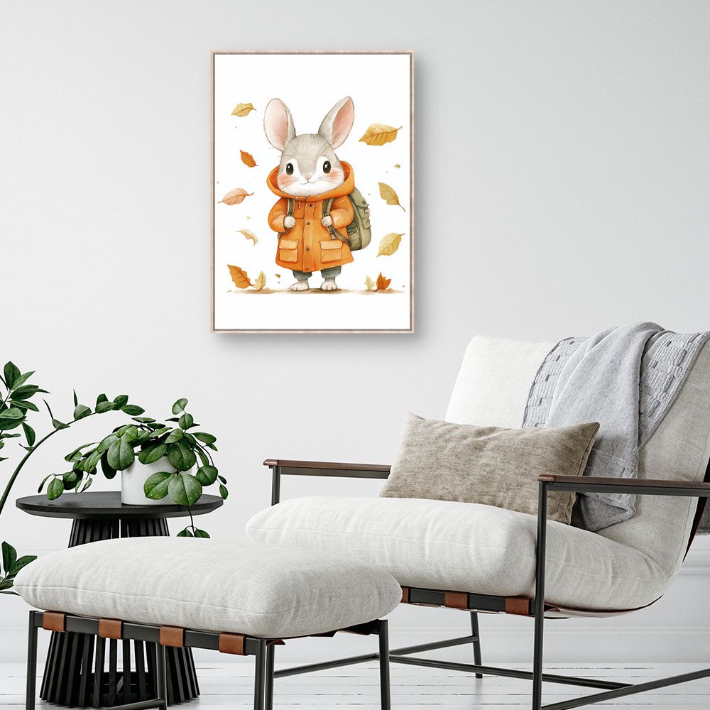 Tableau imprimé pour enfants 'Lapin automnal mignon'