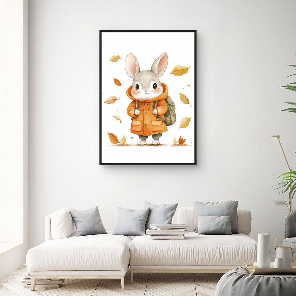 Tableau imprimé pour enfants 'Lapin automnal mignon'