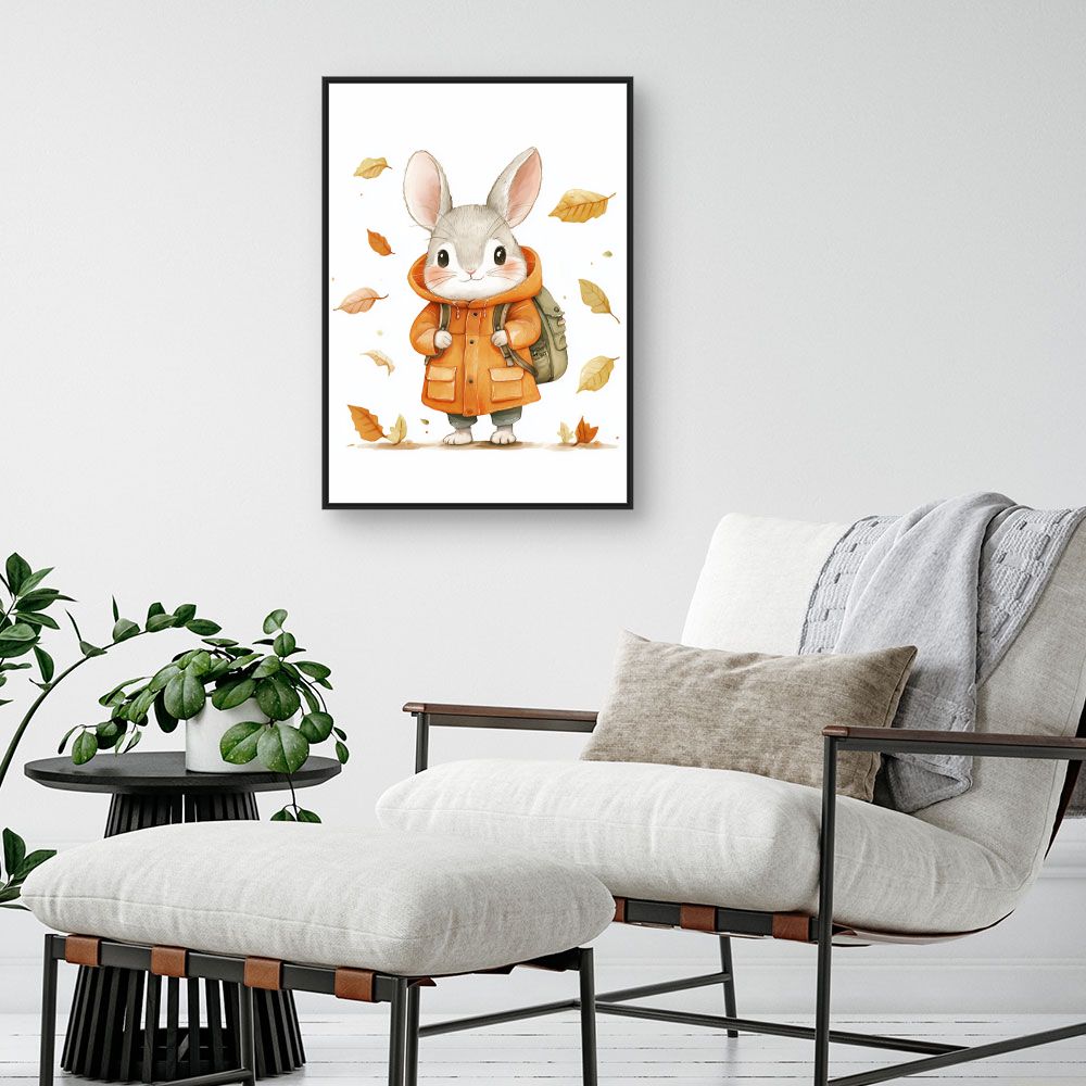 Tableau imprimé pour enfants 'Lapin automnal mignon'