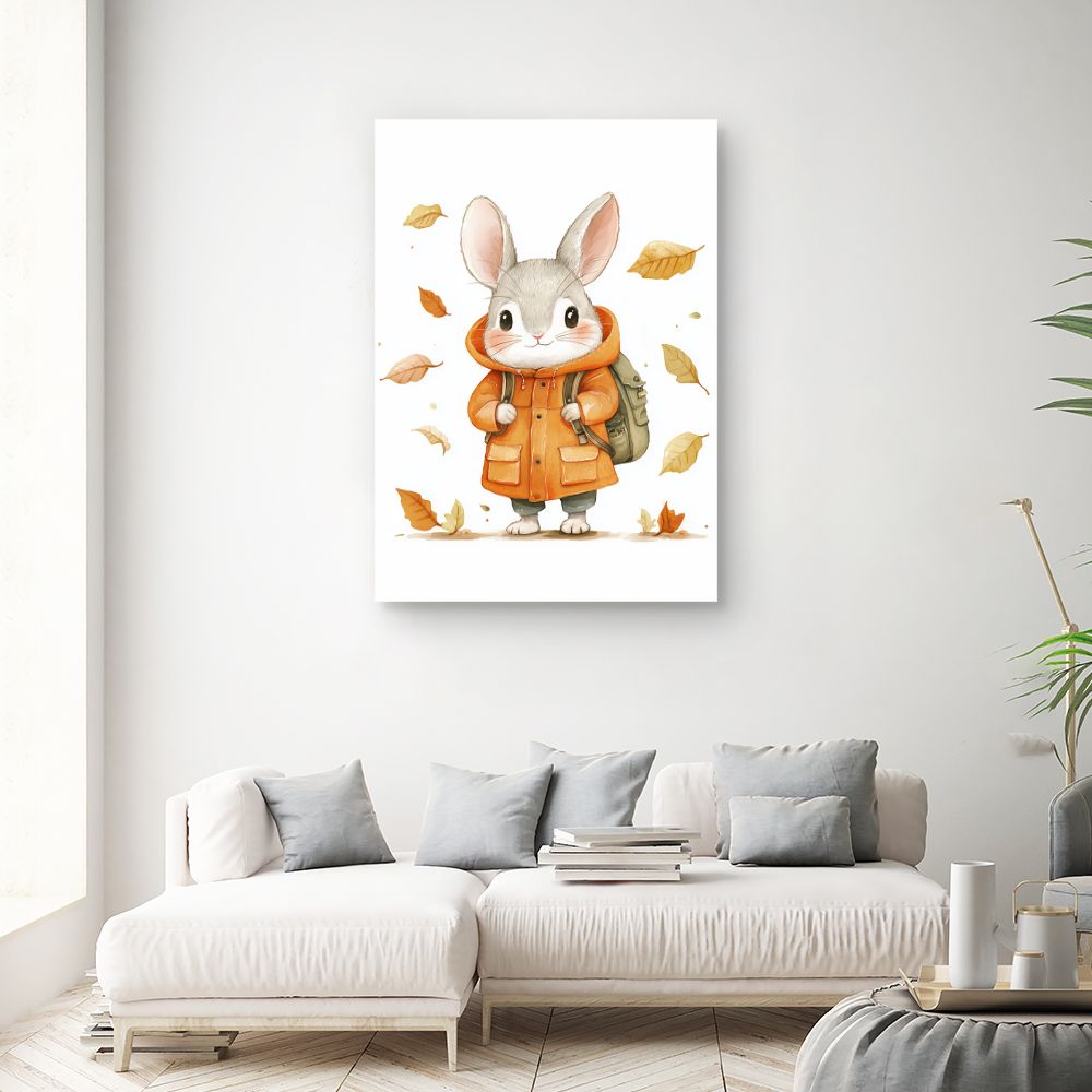 Tableau imprimé pour enfants 'Lapin automnal mignon'