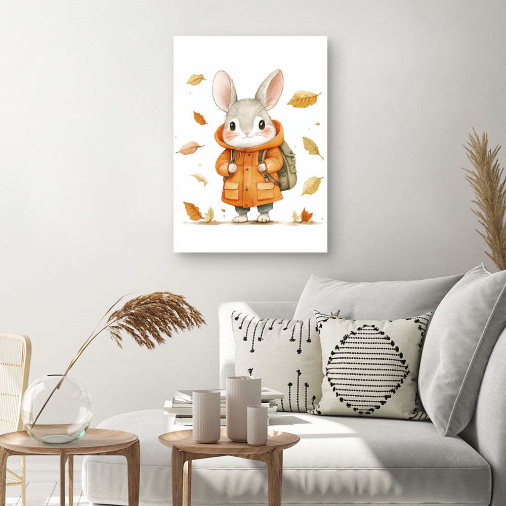 Tableau imprimé pour enfants 'Lapin automnal mignon'