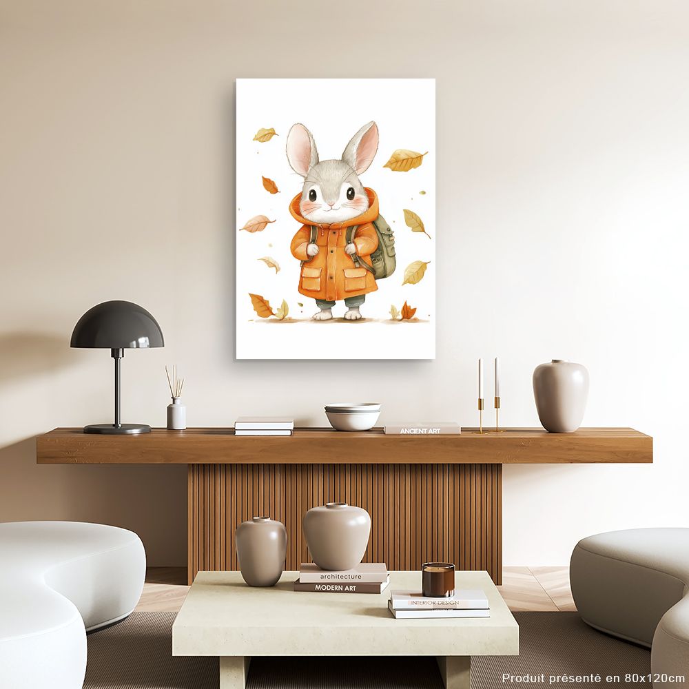 Tableau imprimé pour enfants 'Lapin automnal mignon'