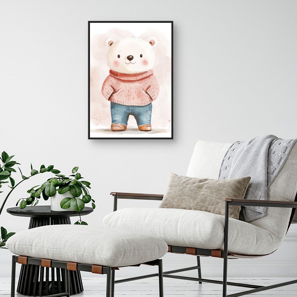 Tableau imprimé pour enfants 'Ours mignon habillé'