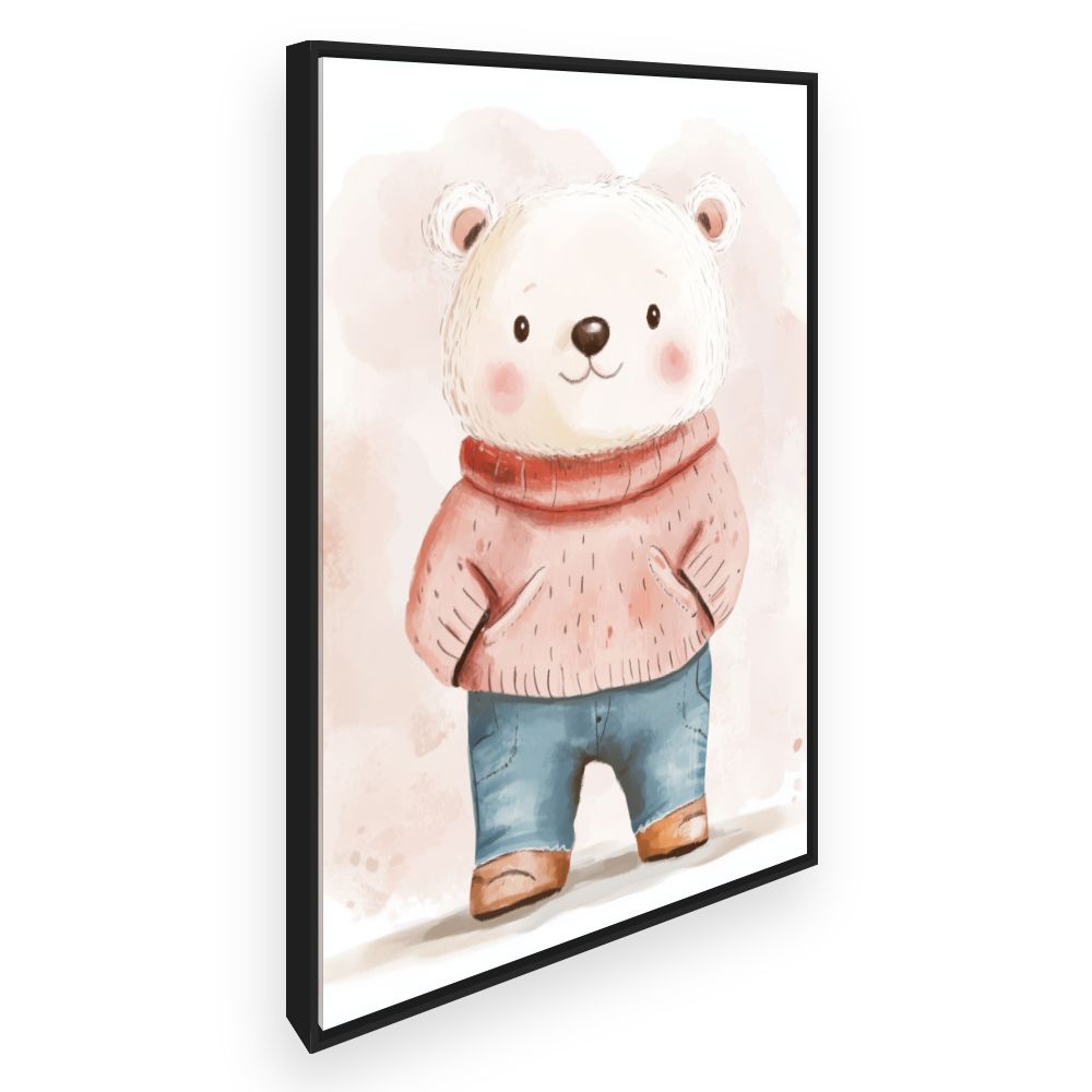 Tableau imprimé pour enfants 'Ours mignon habillé'