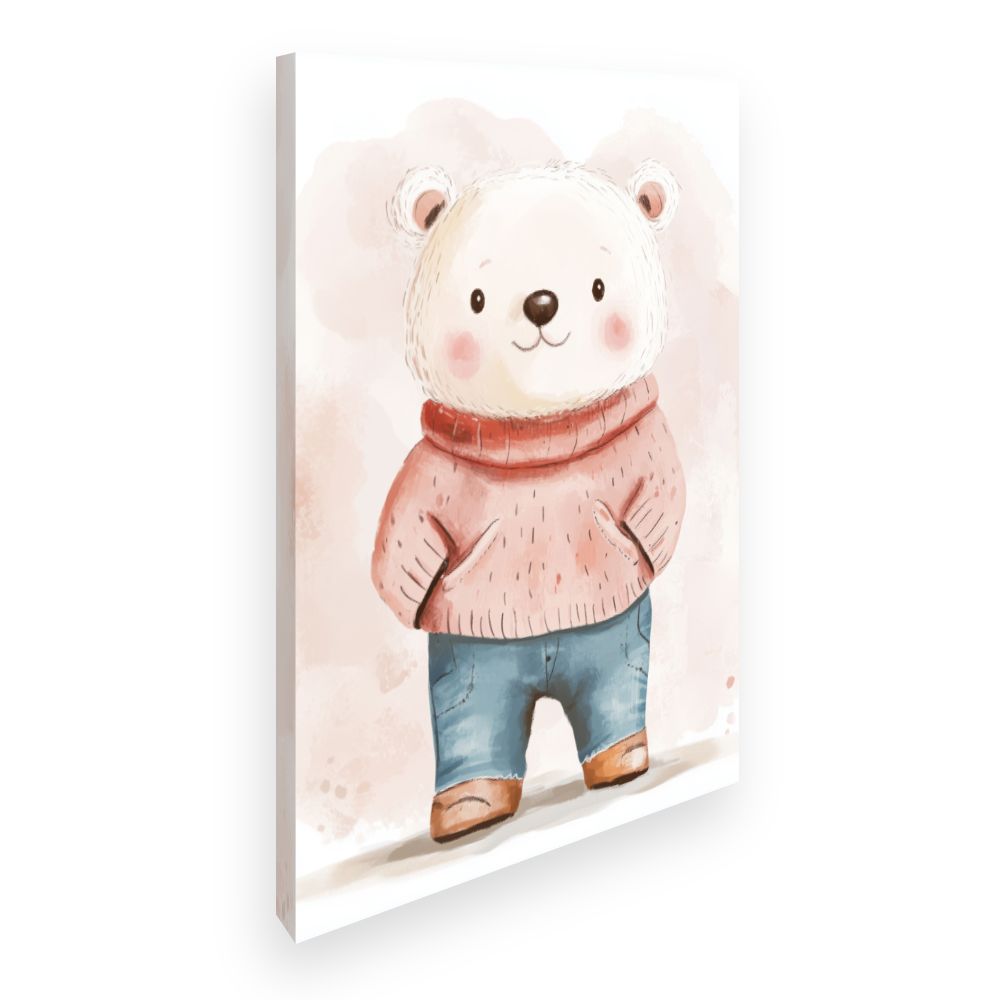 Tableau imprimé pour enfants 'Ours mignon habillé'