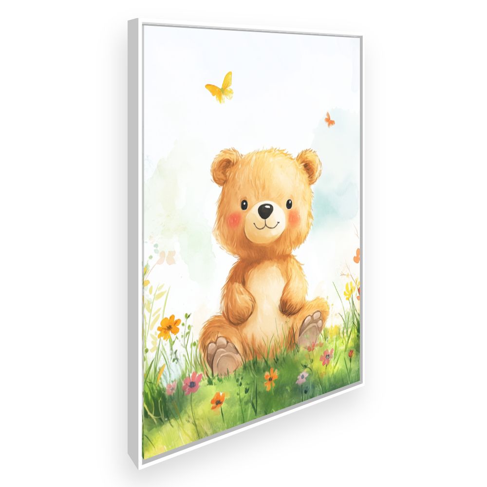 Tableau imprimé pour enfants 'Ours et papillons'
