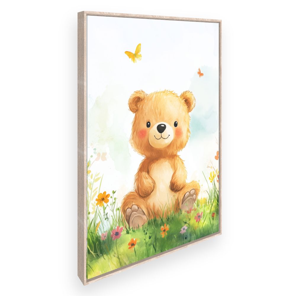Tableau imprimé pour enfants 'Ours et papillons'