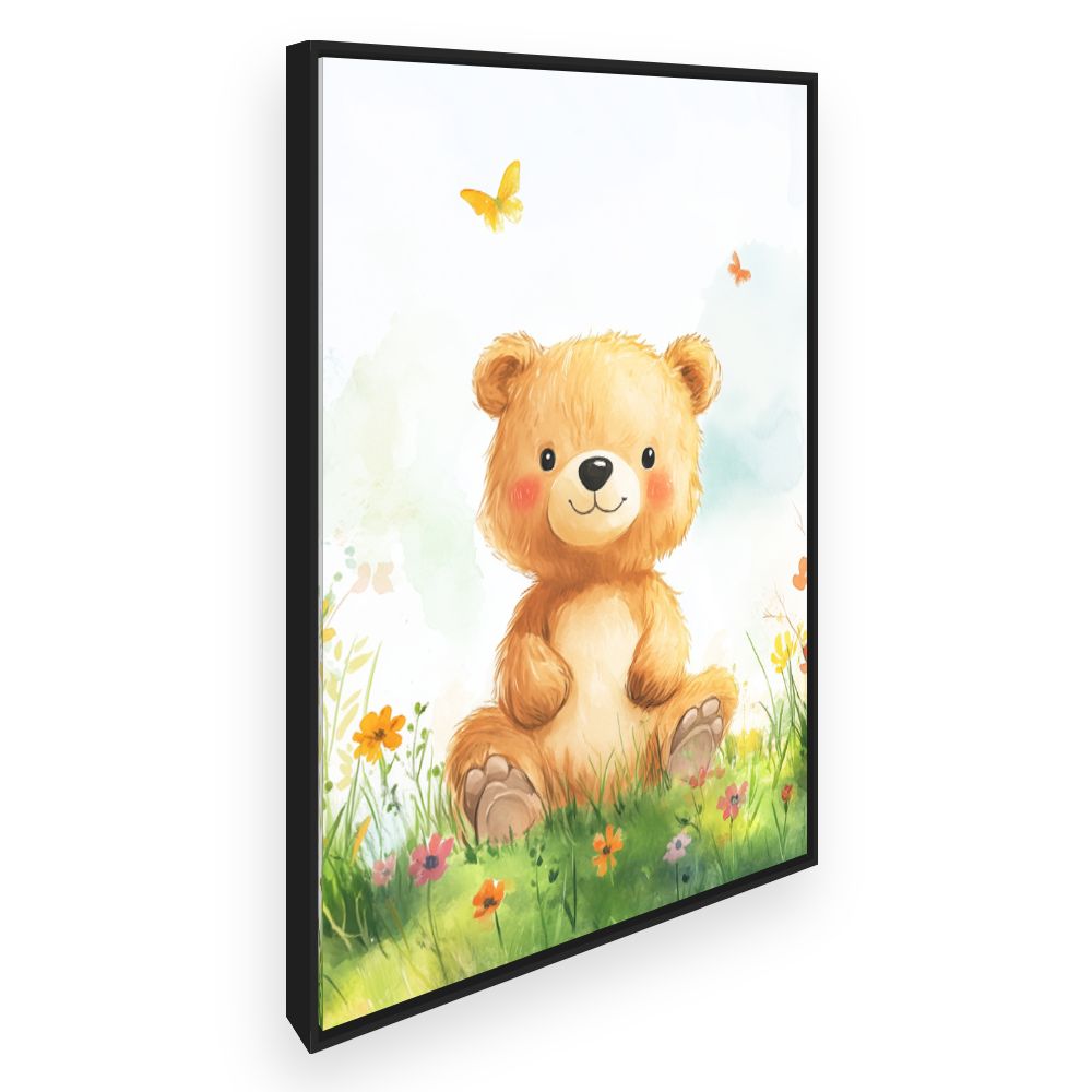 Tableau imprimé pour enfants 'Ours et papillons'