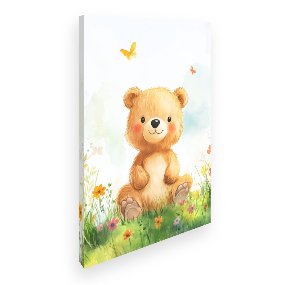 Tableau imprimé pour enfants 'Ours et papillons'