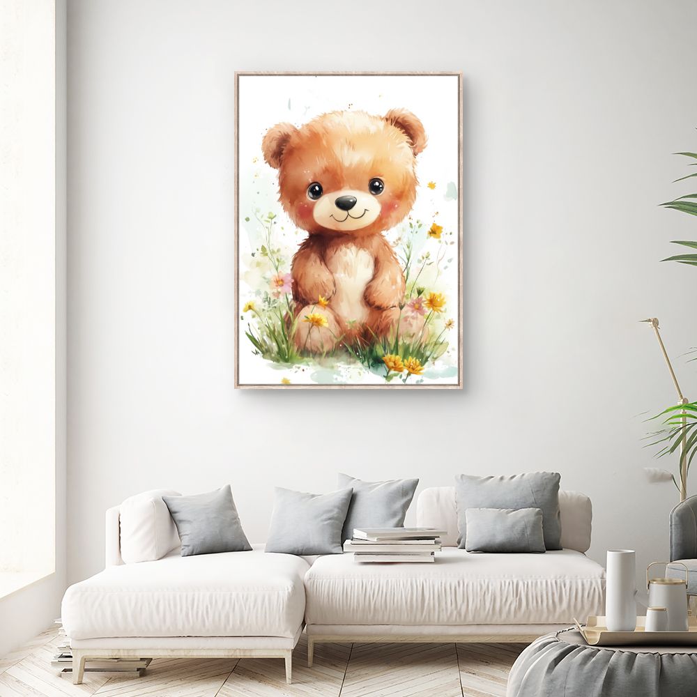 Tableau imprimé pour enfants 'Ourson adorable'