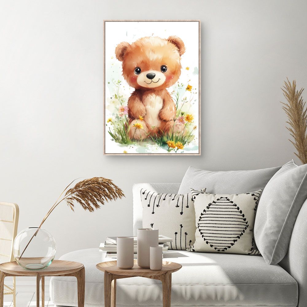 Tableau imprimé pour enfants 'Ourson adorable'