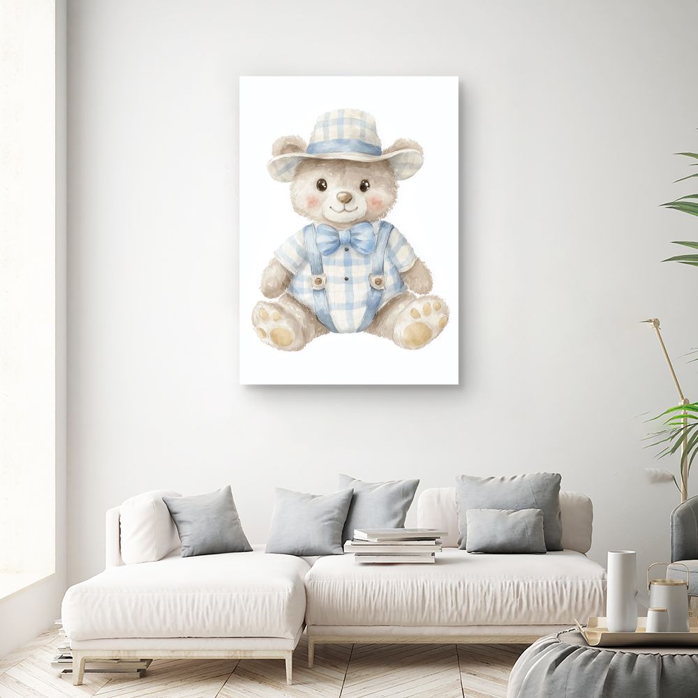 Tableau imprimé pour enfants 'Ours élégant'