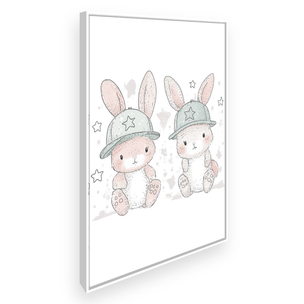 Tableau imprimé pour enfants 'Lapins adorables'