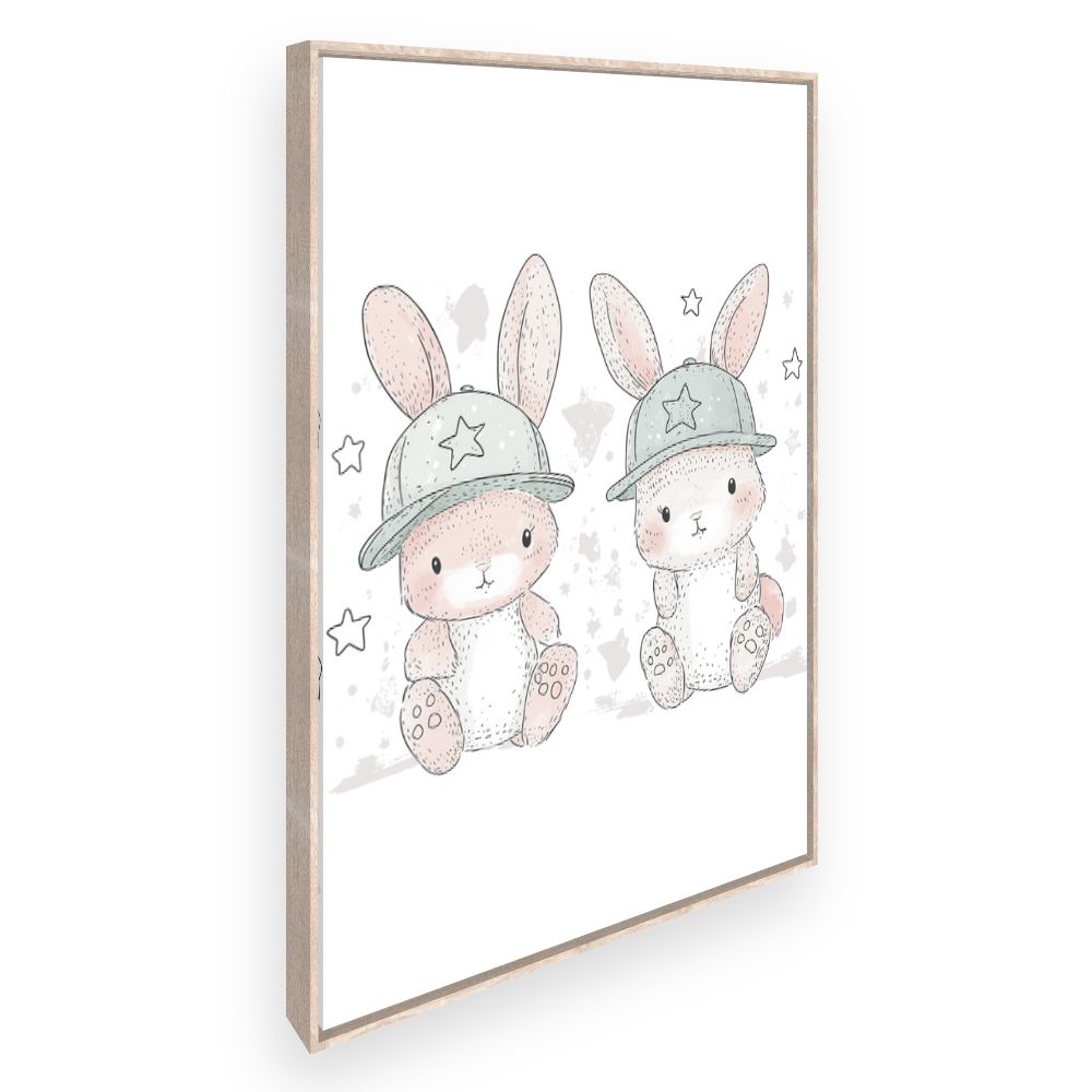 Tableau imprimé pour enfants 'Lapins adorables'