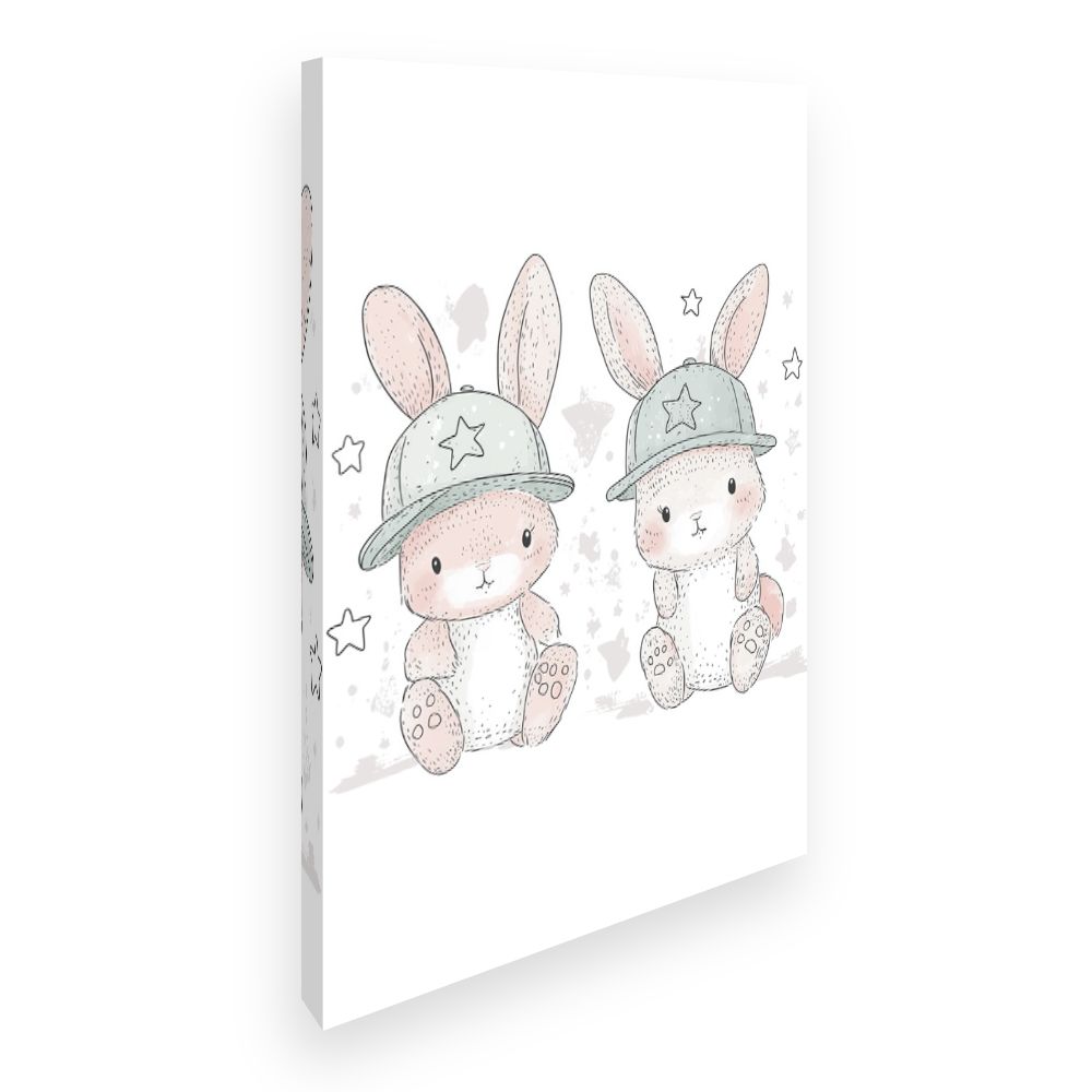 Tableau imprimé pour enfants 'Lapins adorables'
