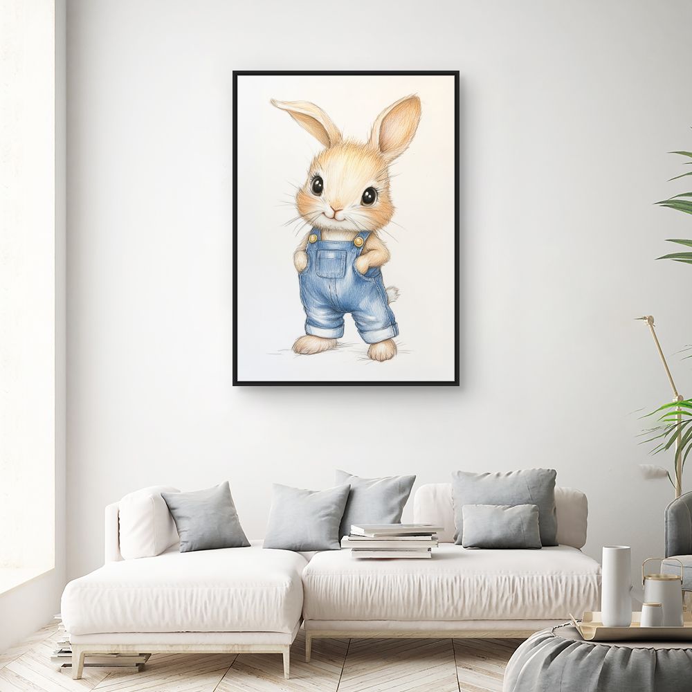 Tableau imprimé pour enfants 'Lapin adorable'