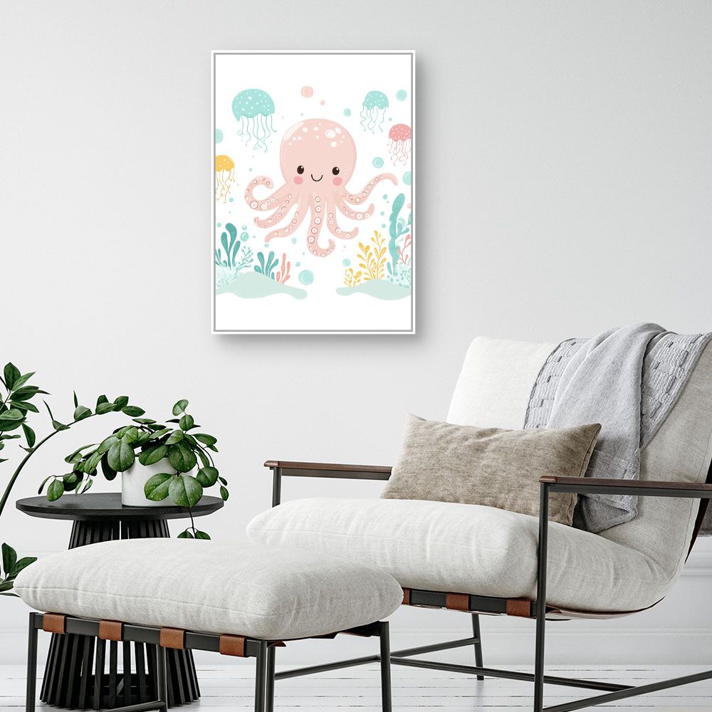 Tableau imprimé pour enfants 'Poulpe joyeux'