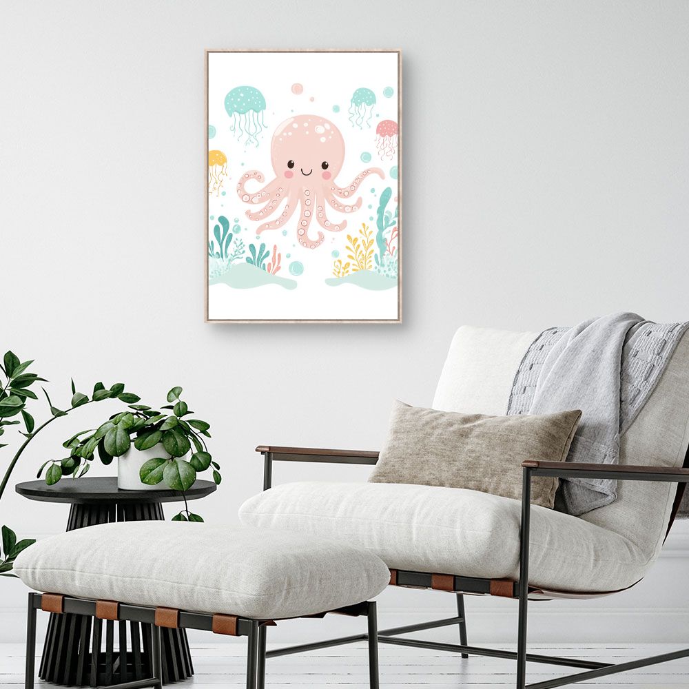 Tableau imprimé pour enfants 'Poulpe joyeux'