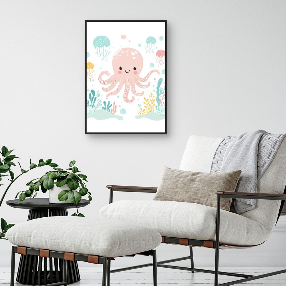 Tableau imprimé pour enfants 'Poulpe joyeux'