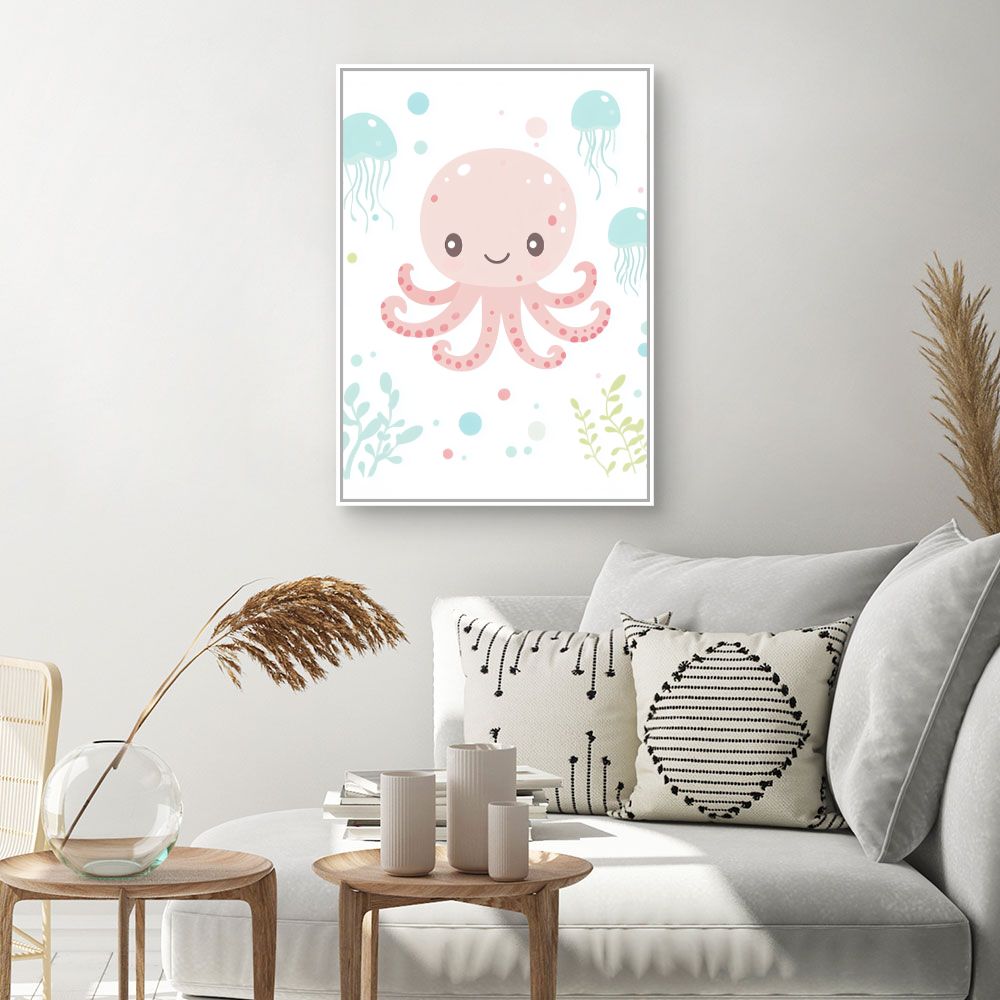 Tableau imprimé pour enfants 'Poulpe souriant'