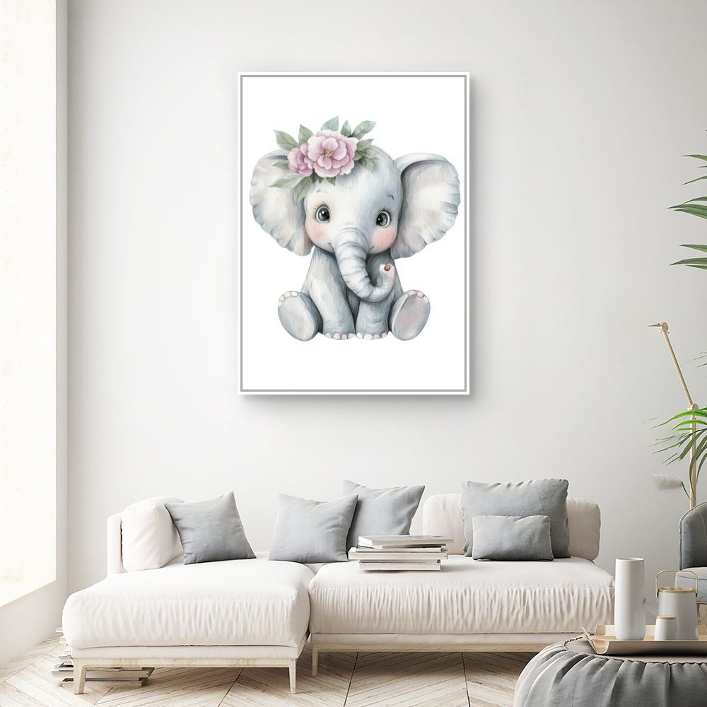 Tableau imprimé pour enfants 'Éléphant adorable'