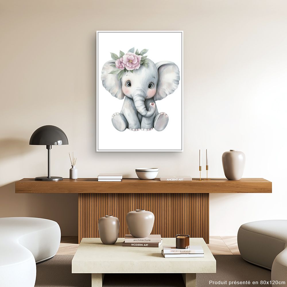 Tableau imprimé pour enfants 'Éléphant adorable'