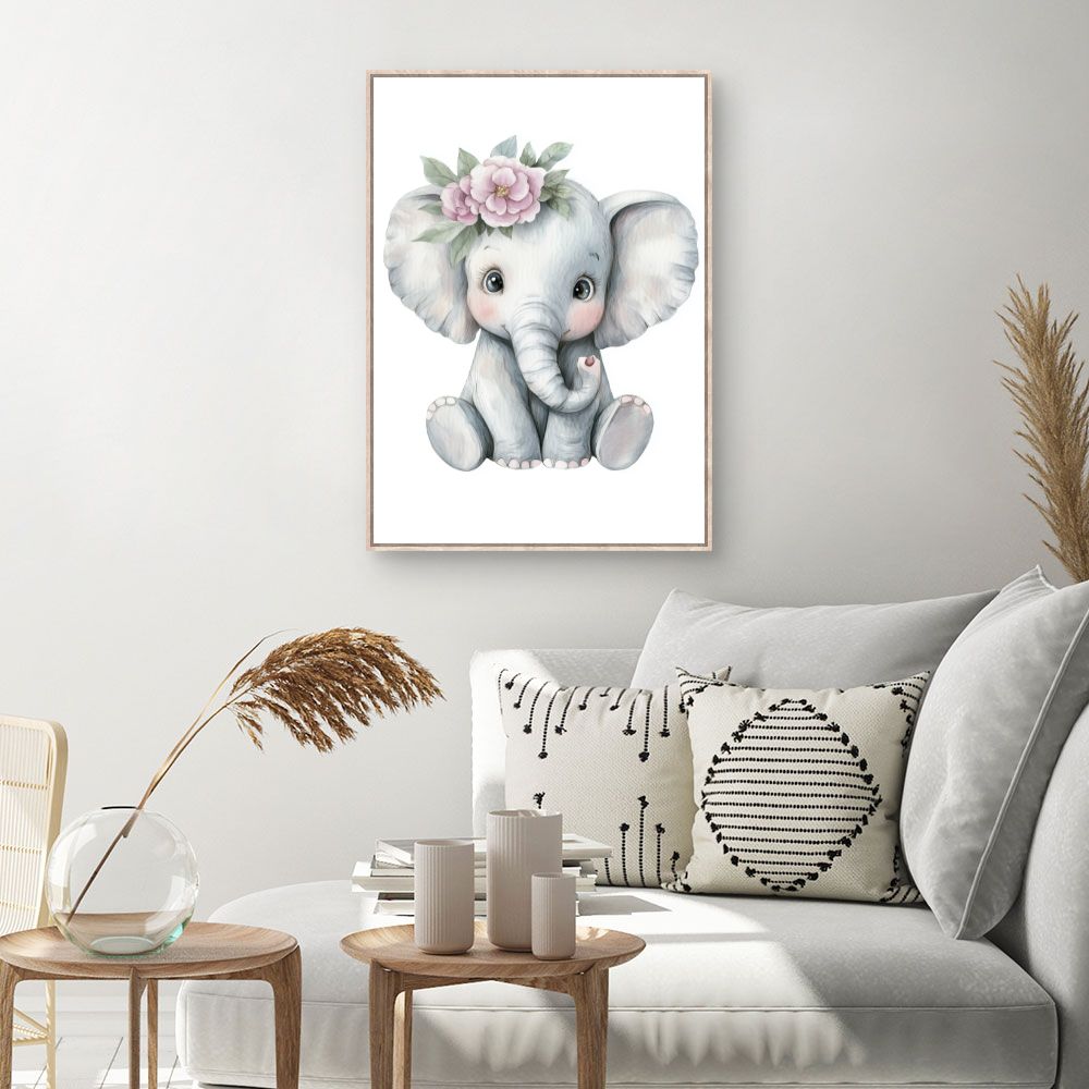 Tableau imprimé pour enfants 'Éléphant adorable'