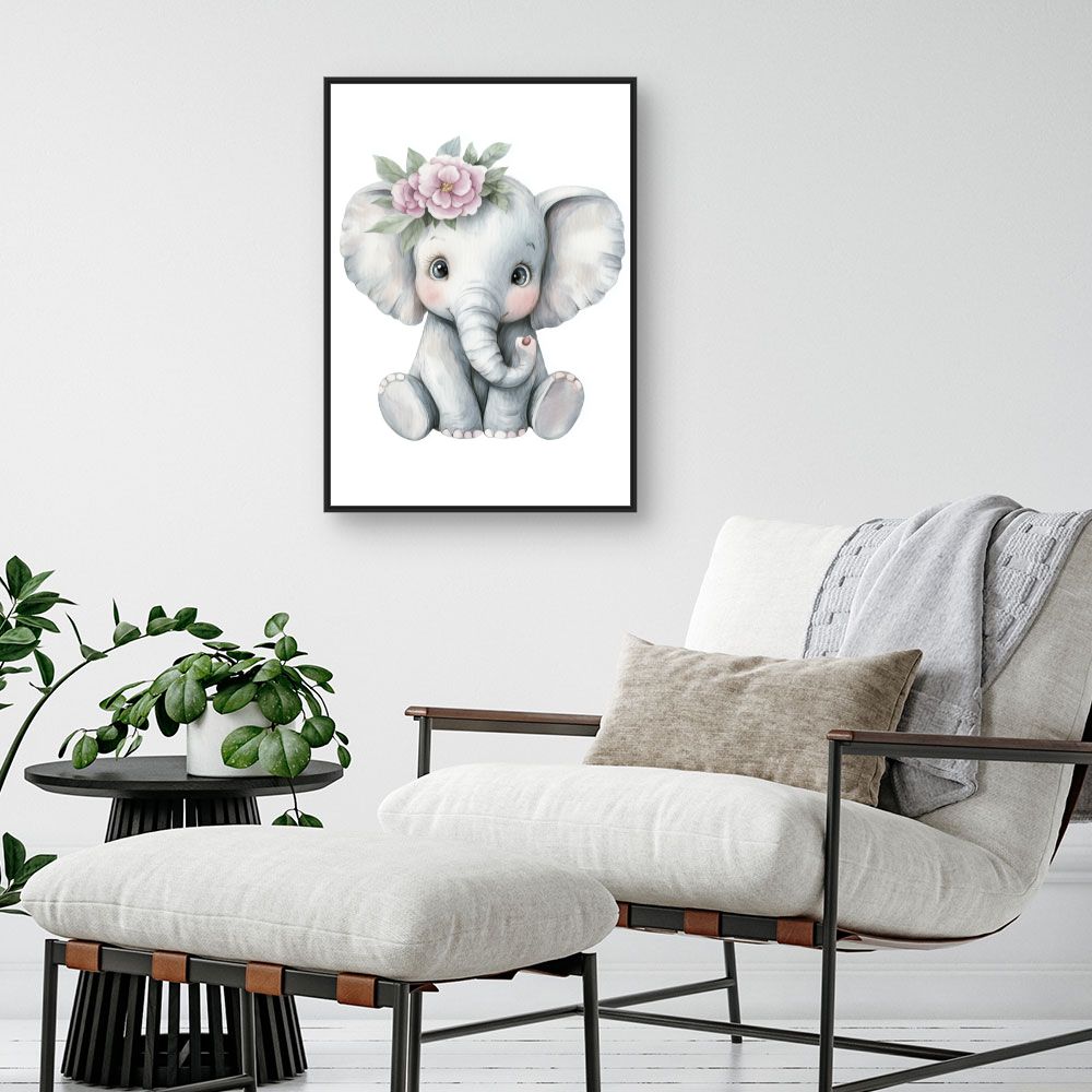 Tableau imprimé pour enfants 'Éléphant adorable'