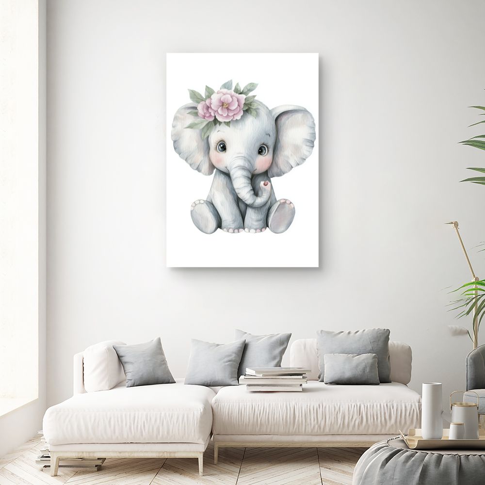 Tableau imprimé pour enfants 'Éléphant adorable'