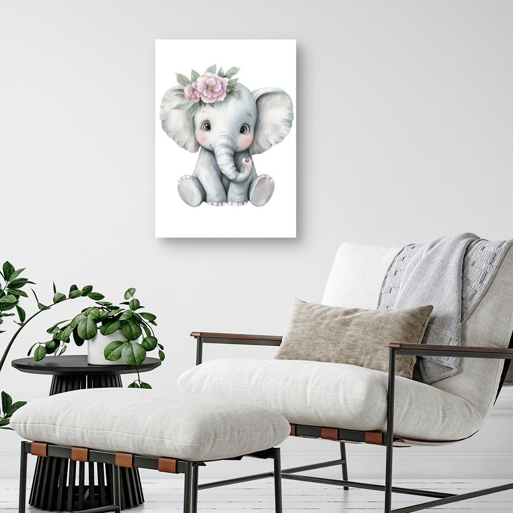 Tableau imprimé pour enfants 'Éléphant adorable'