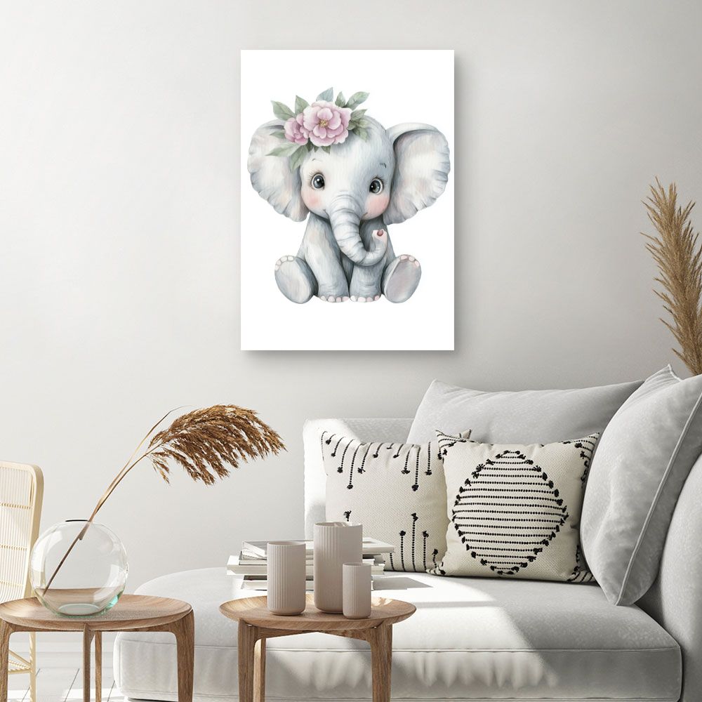 Tableau imprimé pour enfants 'Éléphant adorable'