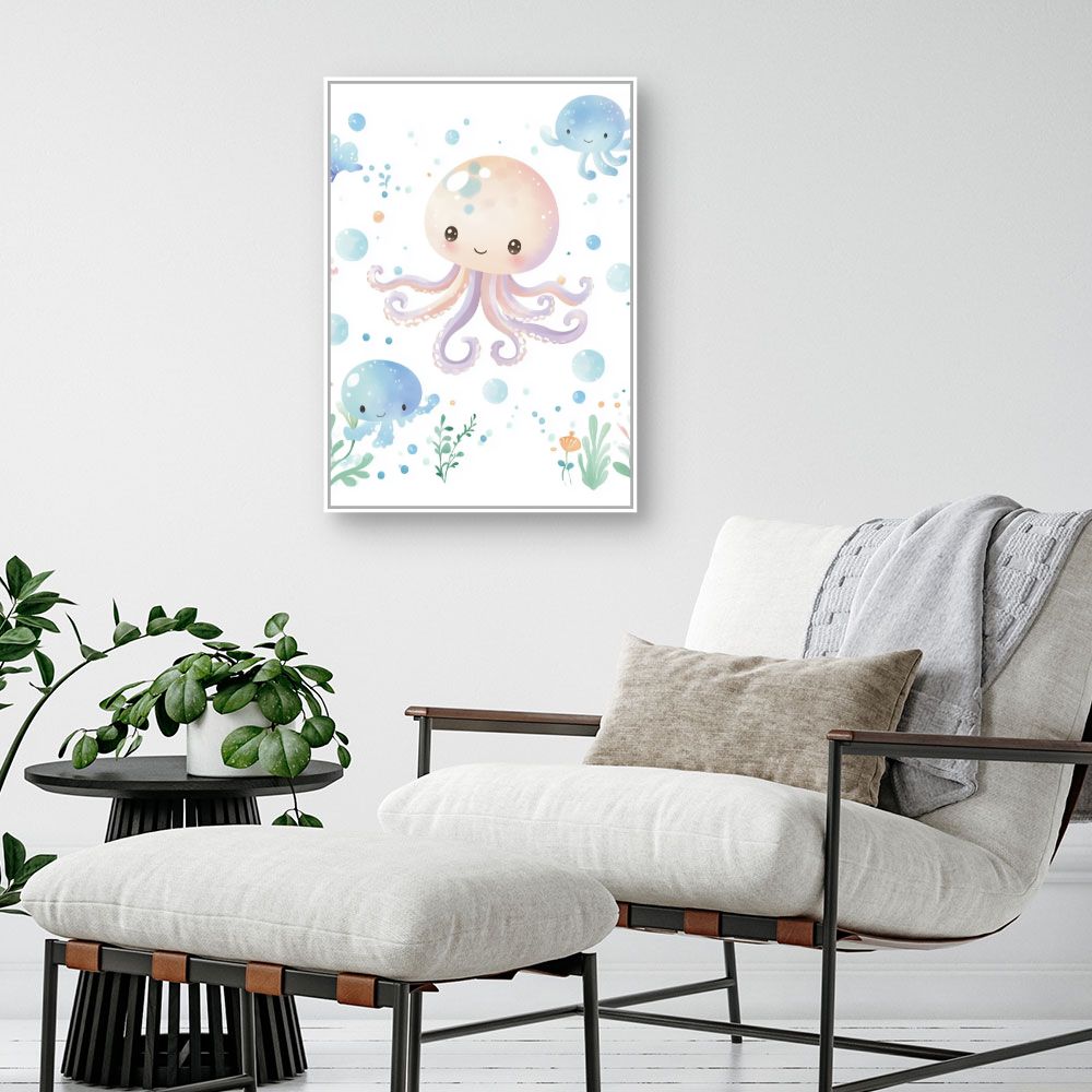 Tableau imprimé pour enfants 'Pieuvres joyeuses'